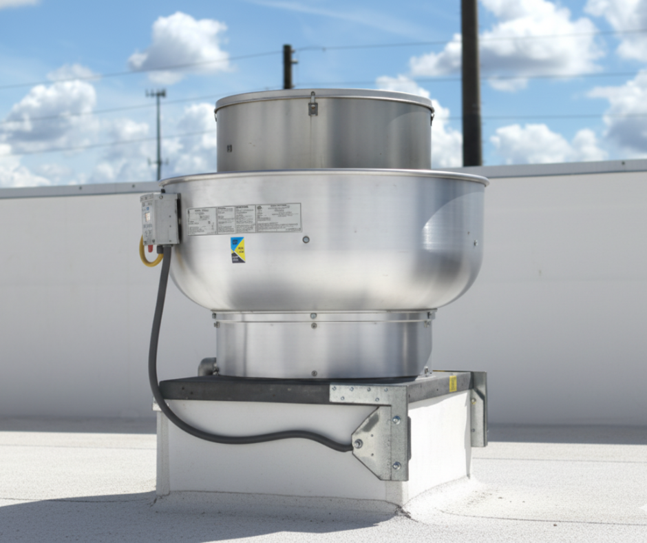 Extractor de aire tipo hongo en cocina industrial – mantenimiento industrial por INGEASEO